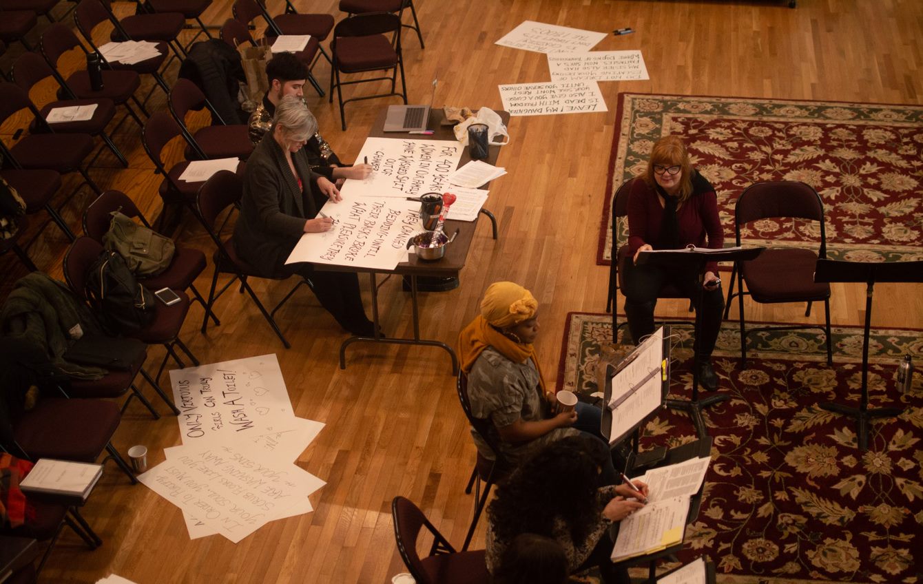 Erin Courtney and Max Vernon work on their new musical, The Tattooed Lady.